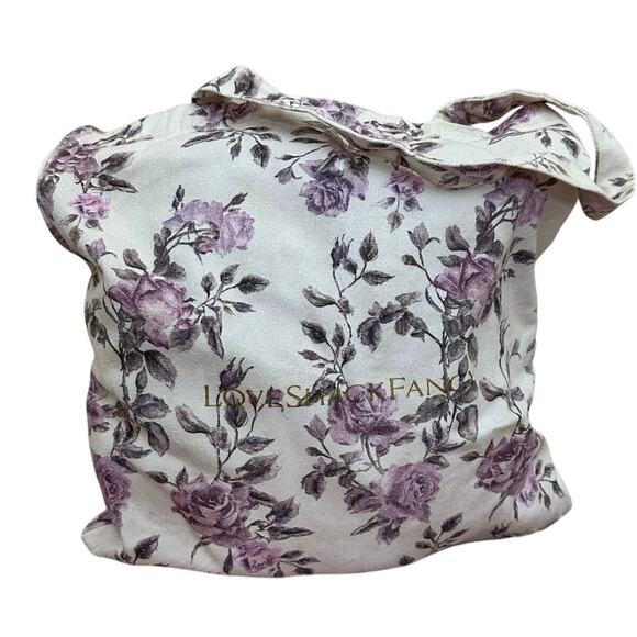 Loveshackfancy Floral Canvas Tote Bag Purple White - Picture 5 of 10